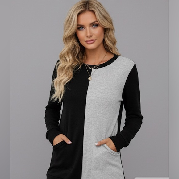 Two Tone Dual Pocket Sweatshirt - Picture 2 of 6